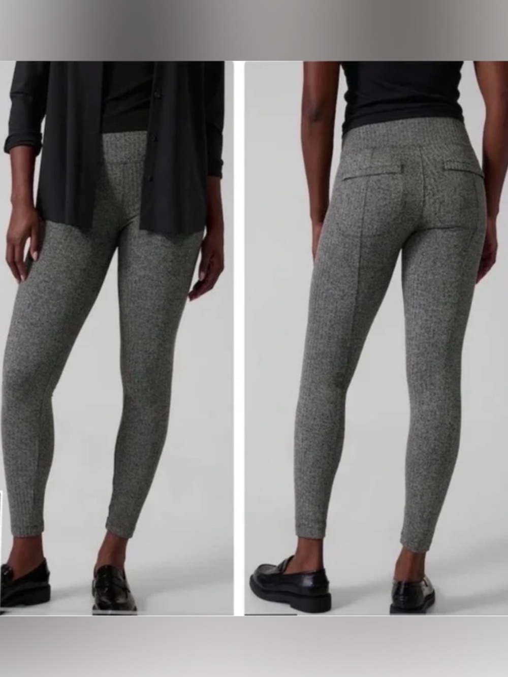 Athleta Delancey Herringbone Leggings Medium Grey High Rise Ponte Pants